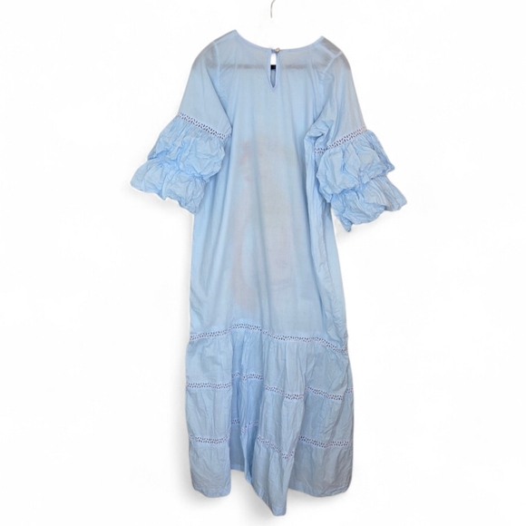 Baby Blue African Boubou Maxi Dress With Embroidery - Picture 2 of 10